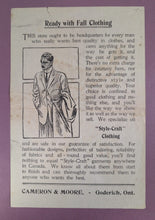 Load image into Gallery viewer, Vintage Cameron & Moore Goderich ON "Style-Craft" Fall Clothing Ad c. 1909