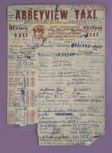 Load image into Gallery viewer, Vintage Abbey Taxi Card with Extensive Handwritten Notes Toronto Ephemera