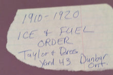 Load image into Gallery viewer, 1910-1920 Taylor Bros. Ice & Fuel Delivery Order Cards 25 & 50 Dunbar, ON