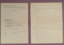Load image into Gallery viewer, 1951 Kate Aitken Signed Letter & Tamblyn Broadcast Script Toronto Ephemera