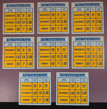 Load image into Gallery viewer, Lot of 8 Vintage The Toronto Star Newspaper Vending Machine Price Cards