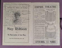 Load image into Gallery viewer, 1916 Empire Theatre Syracuse Program May Robson w/ Handwritten Notes