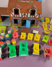 Load image into Gallery viewer, Vintage 1980s Fisher-Price Little People #952 House Lot w/ Figures & Accessories