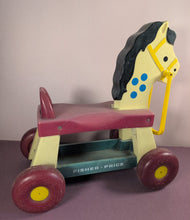 Load image into Gallery viewer, Vintage 1976 Fisher-Price #978 Ride-On Riding Horse Toy Red Wheels