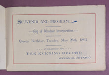 Load image into Gallery viewer, Antique 1892 City of Windsor Incorporation Souvenir Program Booklet