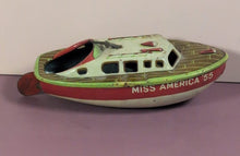 Load image into Gallery viewer, Vintage Marx Miss America '55 Tin Litho Toy Boat Japan