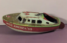 Load image into Gallery viewer, Vintage Marx Miss America '55 Tin Litho Toy Boat Japan