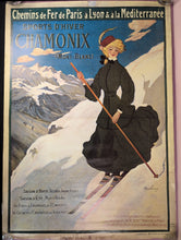 Load image into Gallery viewer, c.1905 Georges Riom Chamonix Mont-Blanc PLM Sports D'Hiver Ski Poster