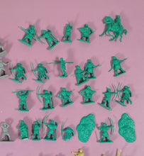 Load image into Gallery viewer, Large Mixed Lot of Vintage Plastic Medieval Toy Soldiers Knights & Cavalry