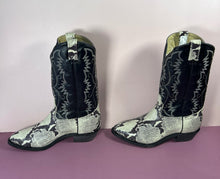 Load image into Gallery viewer, Canada West Boots Black & White Snakeskin Pattern Cowboy Boots - Size 11
