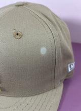 Load image into Gallery viewer, New Era 9FIFTY LA Dodgers Tan Khaki Hat Gold Metallic Logo Snapback