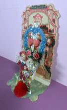 Load image into Gallery viewer, Antique 1920-30 German Pop-Up Honeycomb Valentine Card Boy Doves To My Valentine