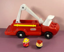 Load image into Gallery viewer, Vintage Little Tikes Red Fire Truck Engine with Ladder & 2 Firefighter Figures