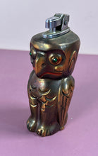 Load image into Gallery viewer, Vintage Two-Faced Owl & Devil Totem Figural Lighter with Green Rhinestone Eyes