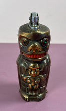 Load image into Gallery viewer, Vintage Two-Faced Owl & Devil Totem Figural Lighter with Green Rhinestone Eyes