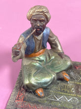 Load image into Gallery viewer, Viennese Cold Painted Bronze Orientalist Figurine on Rug Ashtray