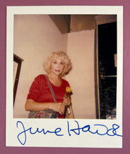 Load image into Gallery viewer, June Havoc Autographed Signed Polaroid Photo Actress Holding Yellow Rose