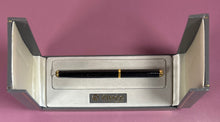 Load image into Gallery viewer, Vintage Elysée Black Snakeskin Pattern Ballpoint Pen Gold Trim in Box