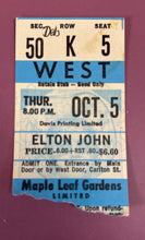 Load image into Gallery viewer, Vintage 1972 Elton John Concert Ticket Stub Maple Leaf Gardens Toronto