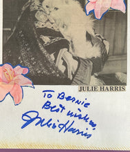 Load image into Gallery viewer, Julie Harris Autographed B&W Photo on 8x11 Page with Cat - To Bernie