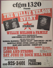 Load image into Gallery viewer, 1980 The Willie Nelson Event Concert 28x22" Poster Rockhill Park Shelburne ON