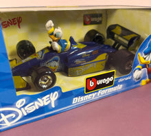 Load image into Gallery viewer, Burago Disney Formula Donald Duck 1/24 Scale Die Cast Metal Car Italy NIB