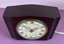 Load image into Gallery viewer, Vintage Westclox Sheraton S10-AA Electric Mantel Clock Dark Wood Case Canada