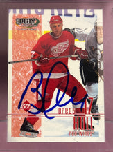 Load image into Gallery viewer, Autographed Brett Hull Detroit Red Wings Card & Official Puck Display Case