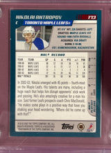 Load image into Gallery viewer, Nikolai Antropov Signed 2003 Topps Card #173 & Leafs Puck Display Case