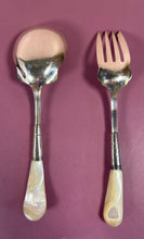Load image into Gallery viewer, Antique Whiting Sterling Silver & Mother of Pearl Handle Salad Serving Set