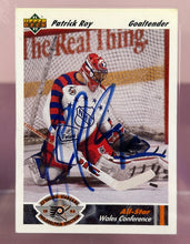 Load image into Gallery viewer, Patrick Roy Signed 1992 Upper Deck #614 Card & Canadiens Puck Display Case