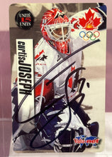 Load image into Gallery viewer, Curtis Joseph Signed Valu-net Card & 2002 Canada Double Gold Puck Display