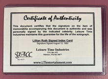 Load image into Gallery viewer, Lillian Roth Autographed Signed Index Card w/ Leisure Time COA UACC RD #277