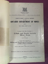 Load image into Gallery viewer, 1924 Ontario Dept of Mines Report Vol XXXI Pt II Cobalt Silver Areas Geology