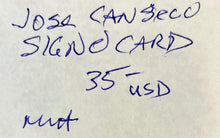 Load image into Gallery viewer, 1989 Fleer Superstar Specials #628 Jose Canseco Autographed Card Speed & Power