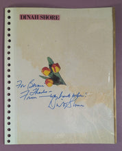 Load image into Gallery viewer, Dinah Shore Signed Autograph Page "For Bernie" w/ Raymond Burr Photos