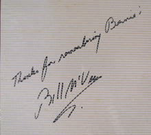 Load image into Gallery viewer, Bill McVean Signed Autographed Photo Card "Thanks for remembering Bernie!"