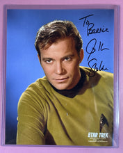 Load image into Gallery viewer, William Shatner Autographed Photo as Captain Kirk Star Trek 2001 "To Bernie"