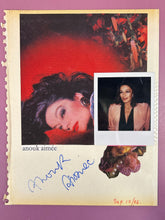 Load image into Gallery viewer, Anouk Aimée Signed Autograph Scrapbook Page w/ Type-1 Polaroid Photo Dated 1986