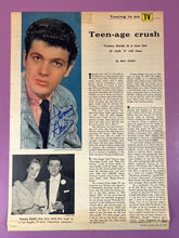 Load image into Gallery viewer, Tommy Sands Autographed 1957 Sunday News Article & Ad Page