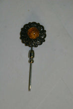Load image into Gallery viewer, A Danish Brutalist Silver Plated Pin Set w/a Yellow Stone