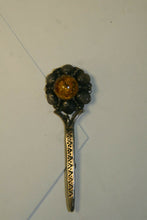 Load image into Gallery viewer, A Danish Brutalist Sterling Brooch Set w/a Yellow Stone