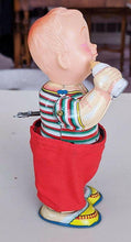 Load image into Gallery viewer, Vintage Metal Wind-Up Toy - baby Drinking & Pulling Down Pants - Works!