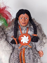 Load image into Gallery viewer, Native American / Canadian Standing Doll On Platform – Fur Outfit