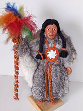 Load image into Gallery viewer, Native American / Canadian Standing Doll On Platform – Fur Outfit