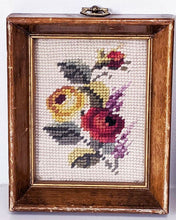 Load image into Gallery viewer, Vintage Pair Of Old Framed Tapestry Floral Needlepoints
