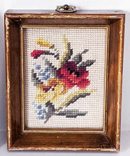 Load image into Gallery viewer, Vintage Pair Of Old Framed Tapestry Floral Needlepoints
