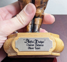 Load image into Gallery viewer, Brass “Artful Dodger” Charles Dickens Oliver Twist Figurine on Wood Base