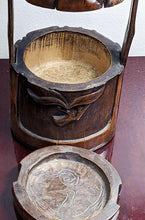 Load image into Gallery viewer, Vintage Carved Wooden Split Carrying Container