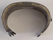 Load image into Gallery viewer, Heavy Vintage Antique Egyptian Revival Sterling & Carnelian Cuff Bangle